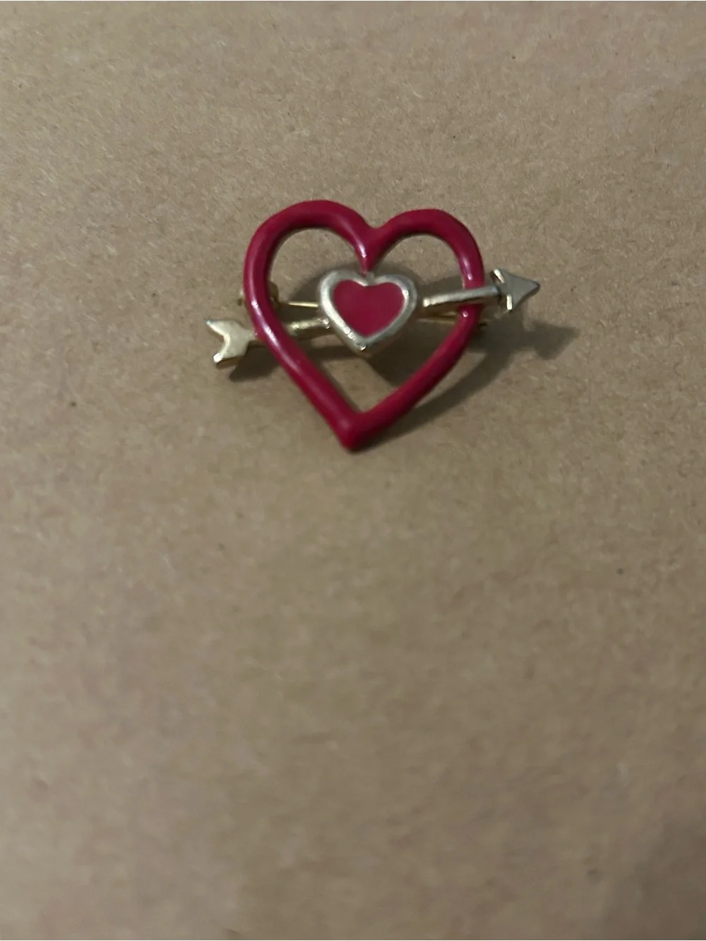 Heart Arrow Enamel Pin - Red Heart with Gold Arrow